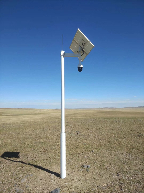 内蒙呼伦贝尔大草原用OKEYSET太阳能无线监控一体机