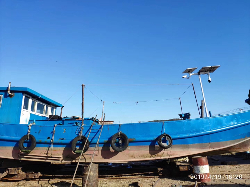 大连沿海岸线大型海水养殖场渔船用okeyset太阳能监控摄像头